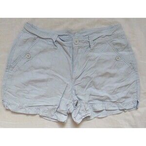 Calvin Klein Linen Blend Shorts Blue Lightweight Chino Casual Womens Size 4